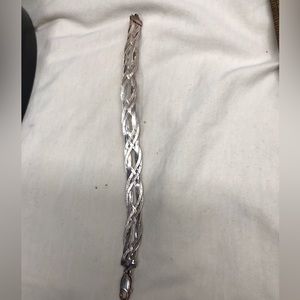 Vintage Italian Tri Color Silver Braided Diamond Cut Herringbone Bracelet